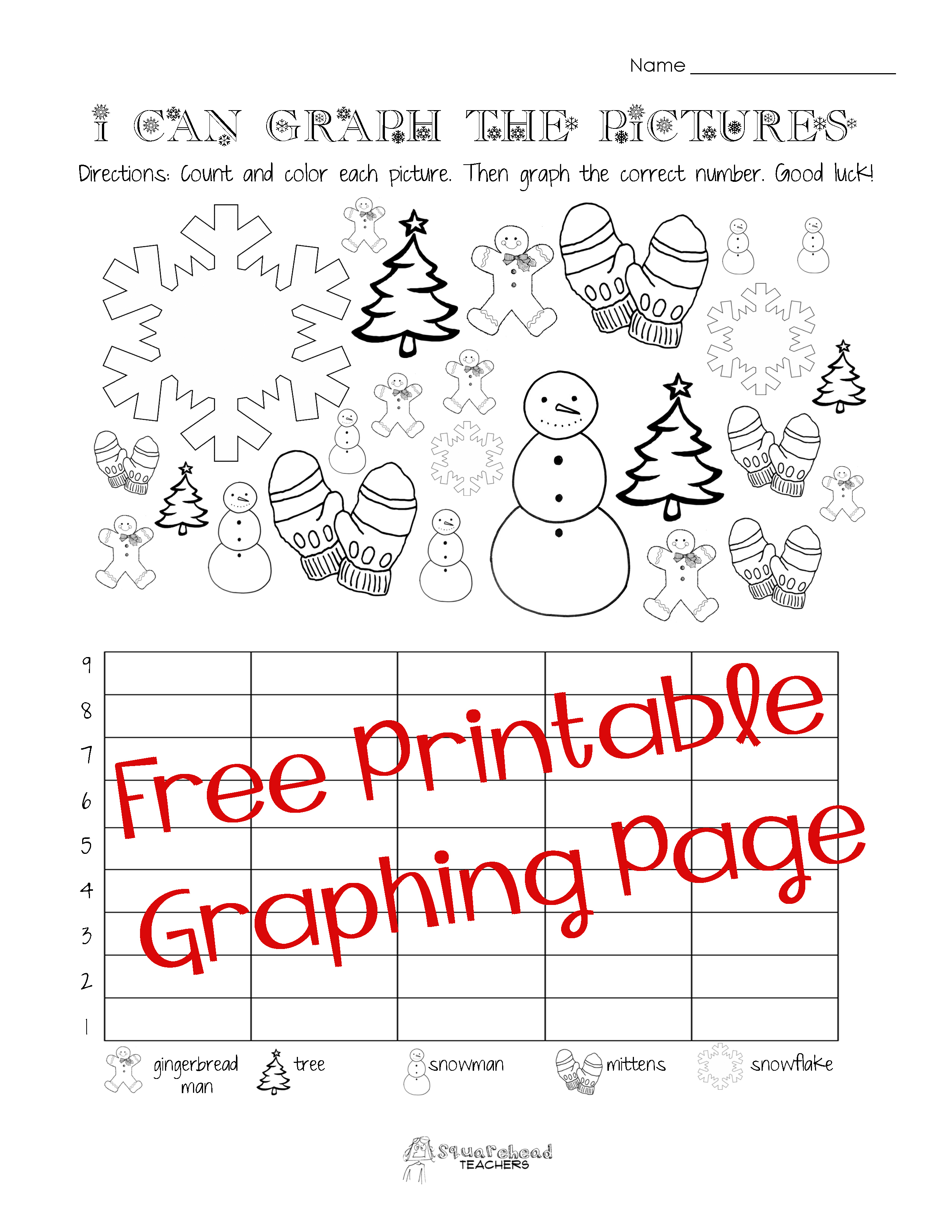 Free Christmas/winter Graphing Worksheet (Kindergarten, First Grade - Free Printable Winter Preschool Worksheets