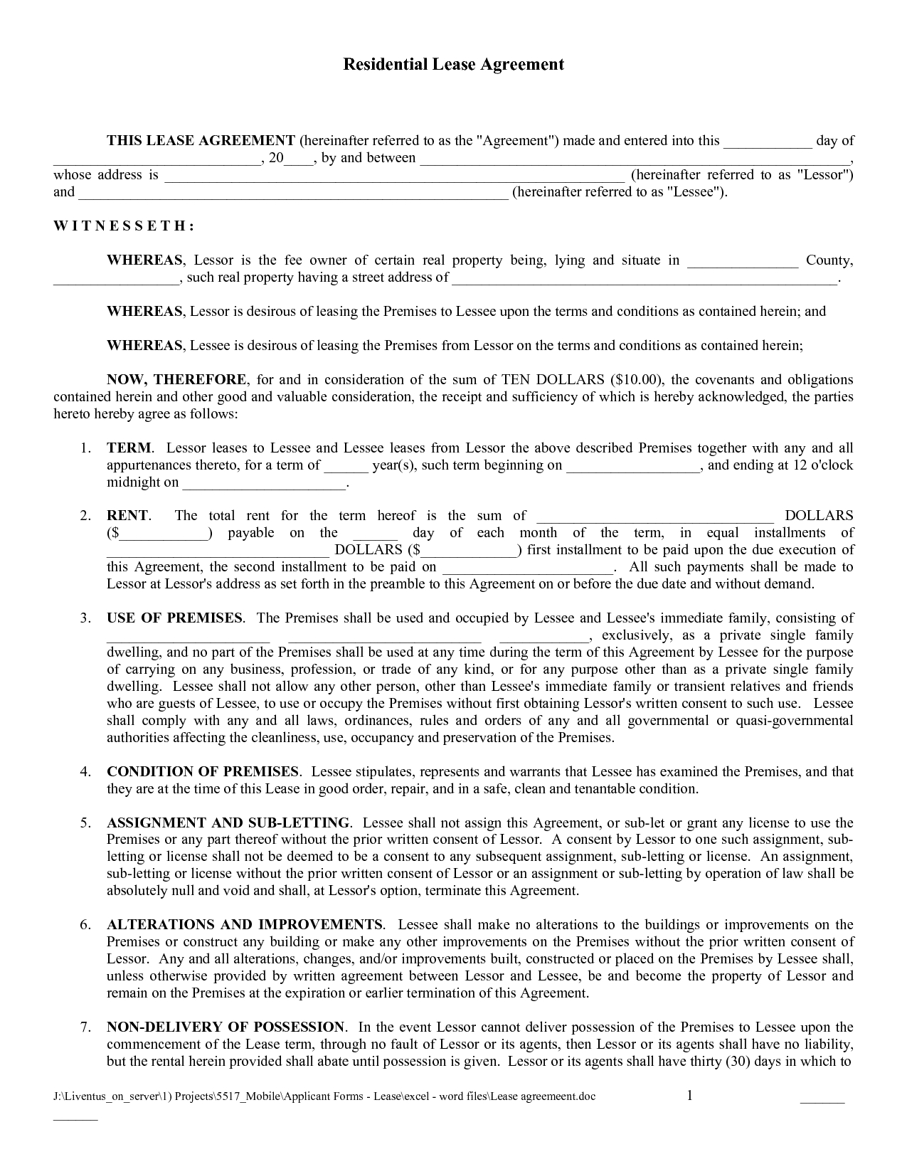 Free Copy Rental Lease Agreement | Free Printable Lease Agreement - Free Printable Lease