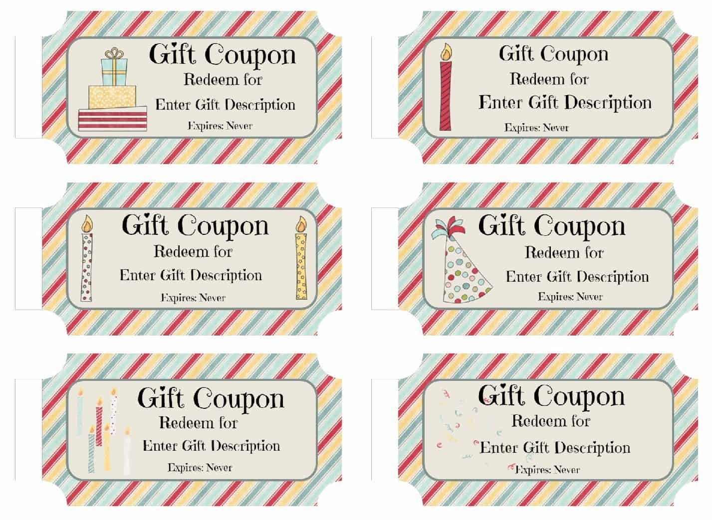 Free Custom Birthday Coupons - Customize Online &amp;amp; Print At Home - Free Printable Blank Birthday Coupons