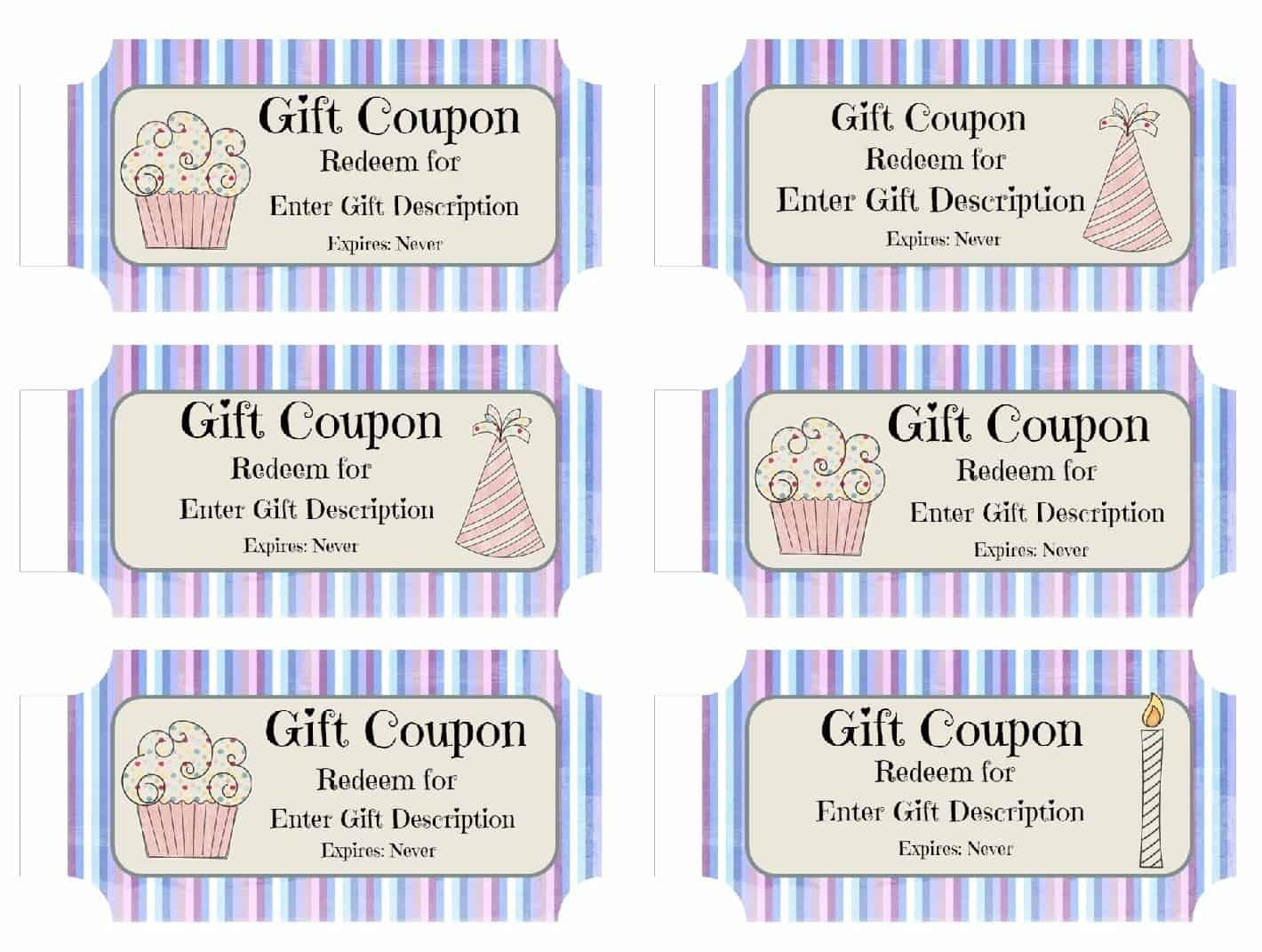 Free Custom Birthday Coupons - Customize Online &amp;amp; Print At Home - Free Printable Blank Birthday Coupons