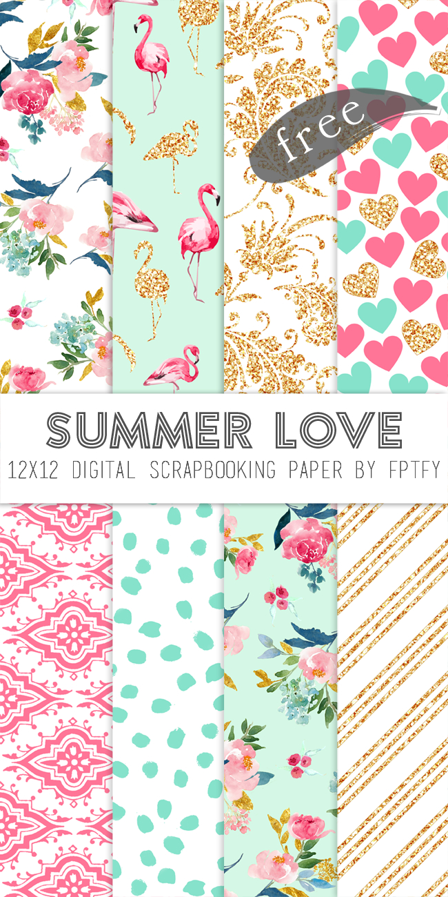 Free Digital Scrapbook Paper-Summer Love - Free Pretty Things For You - Free Printable Scrapbook Paper