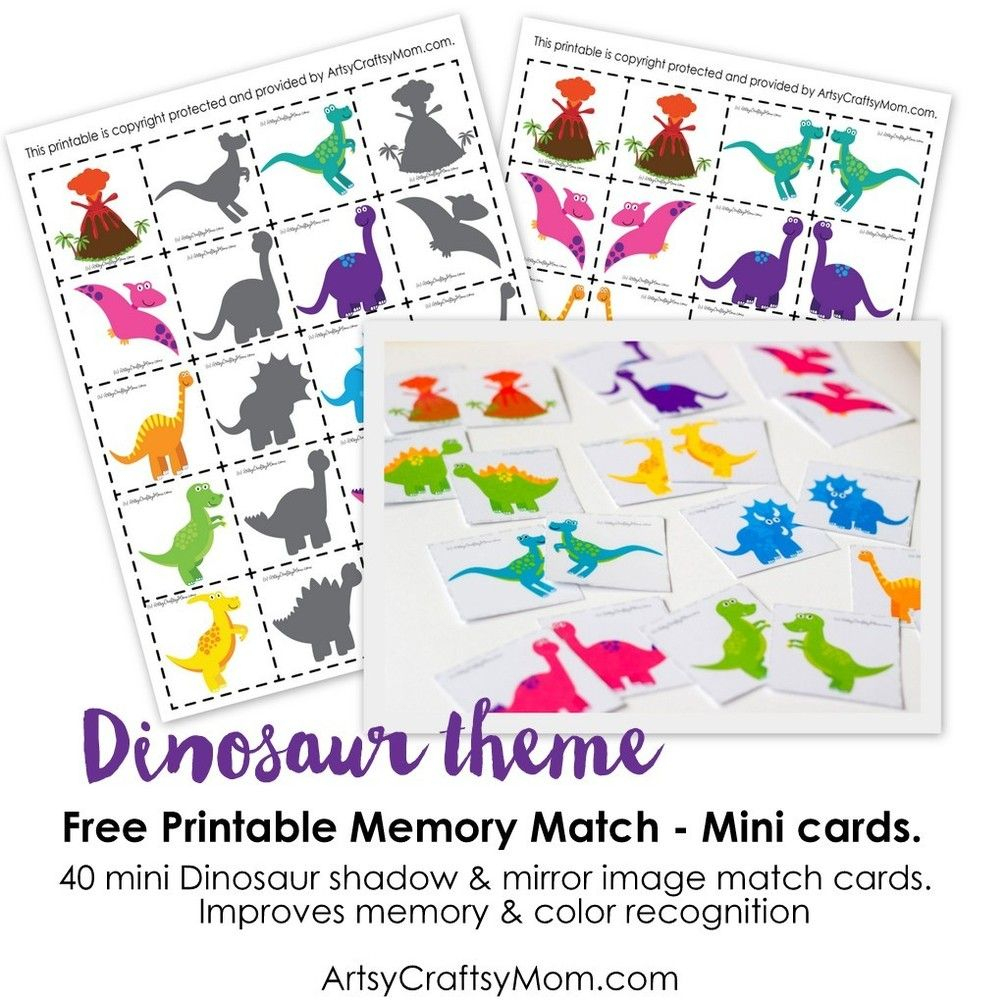 Free Dinosaur Match Game | Kids Craft Stars | Pinterest | Memory - Free Printable Matching Cards