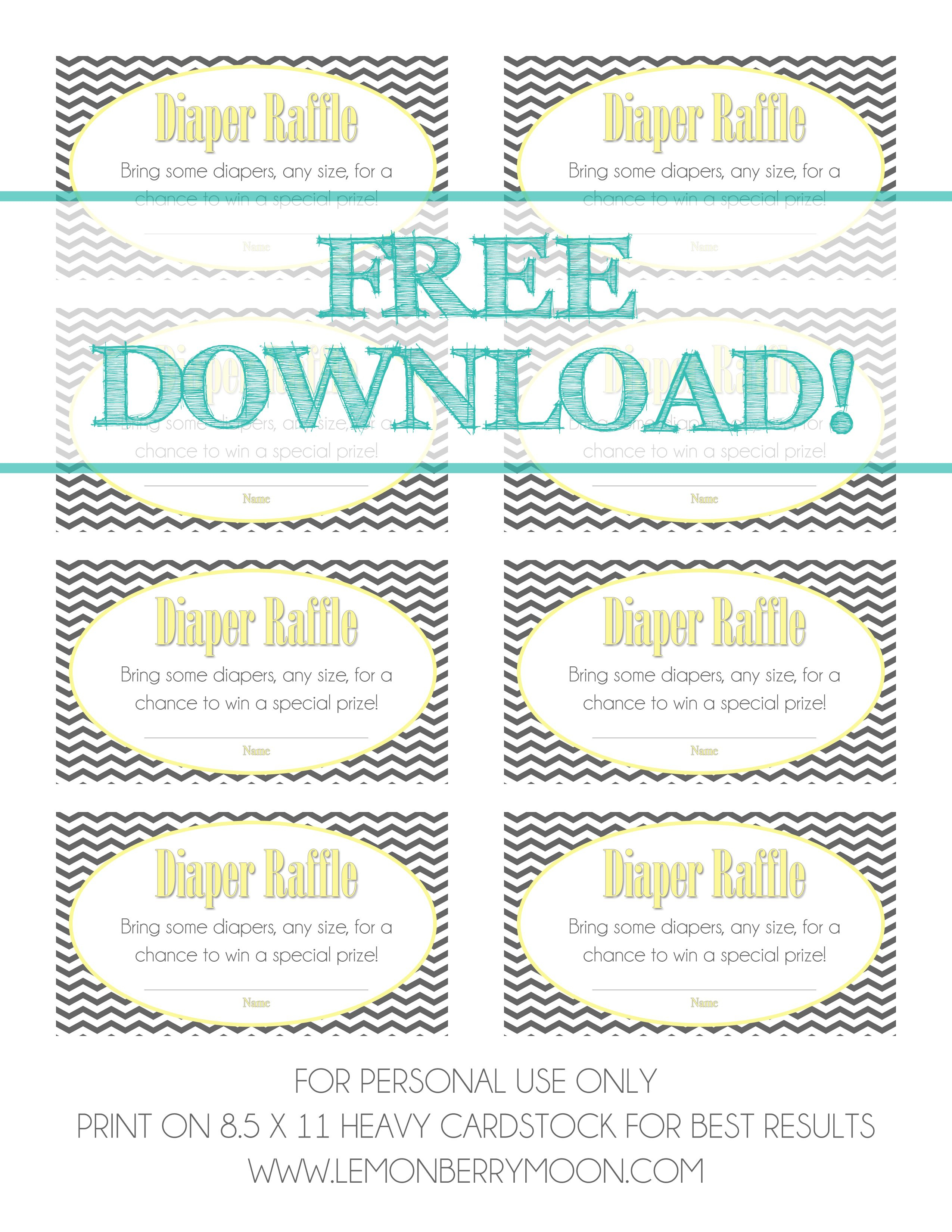 Free Download - Baby Diaper Raffle Template | Baaby Shower | Baby - Diaper Raffle Free Printable