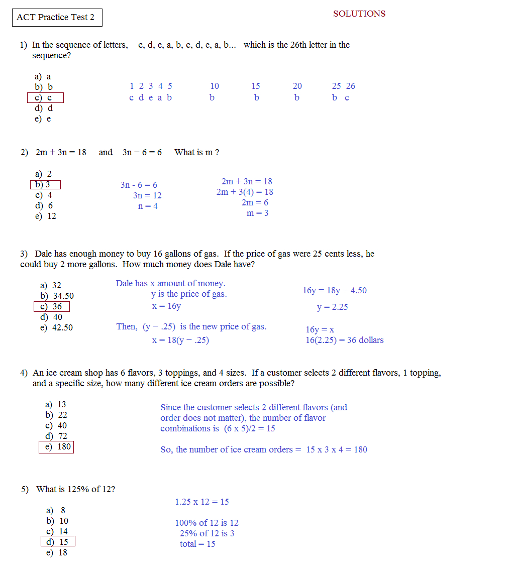 Free Downloadable Asvab Test - Free Printable Asvab Math Practice Test