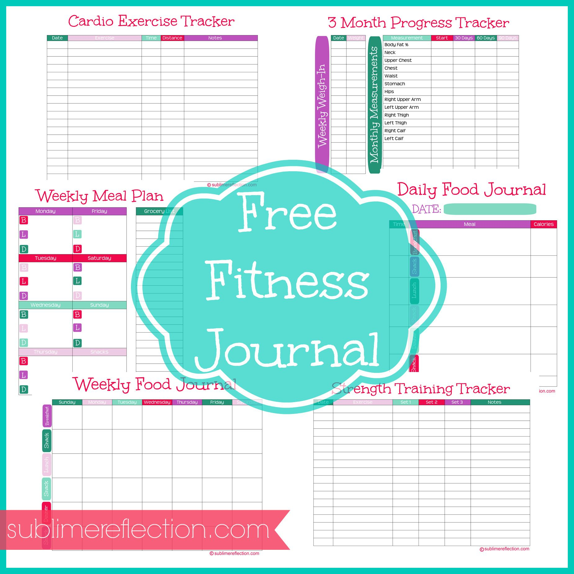 Free Downloadable Fitness Journal | Sublime Reflection | Pinterest - Free Printable Fitness Log