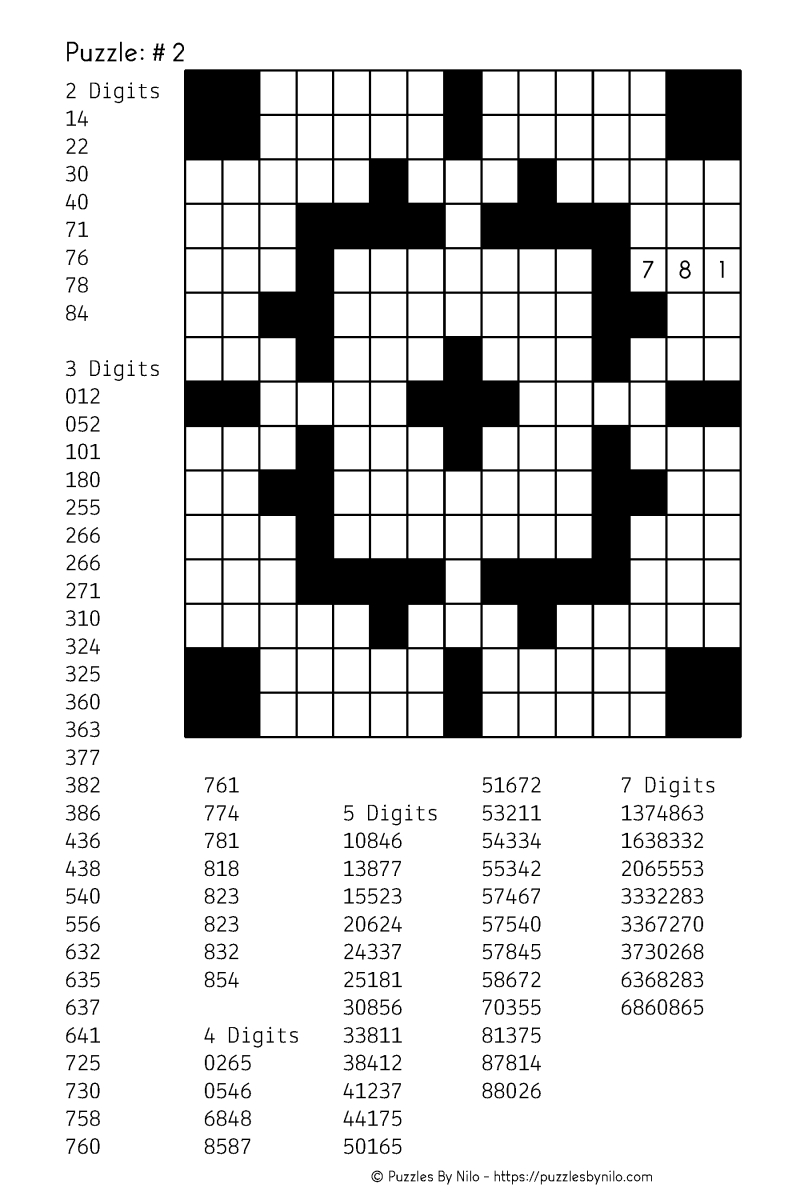 Free Downloadable Puzzle Number Fill In # 2 | Szókereső | Pinterest - Free Printable Fill In Puzzles Online