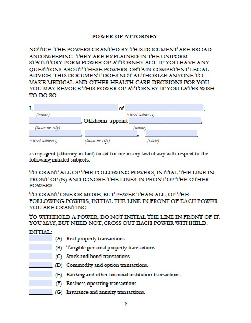 Free Durable Power Of Attorney Forms To Print – Free Printable Power - Free Printable Revocation Of Power Of Attorney Form