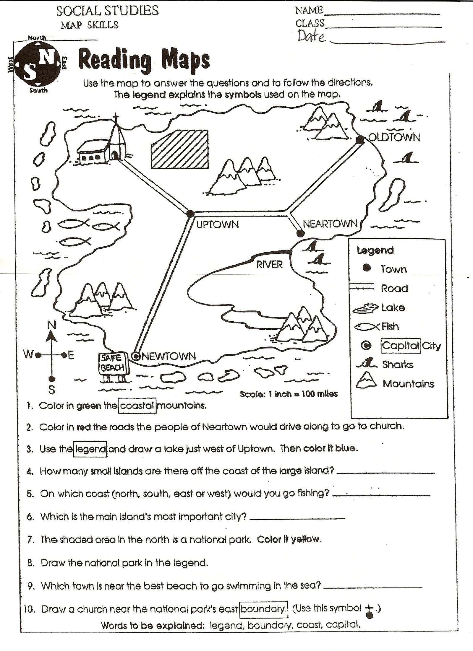 Free Elementary Worksheets On Reading Maps | Printableshelter - Free Printable 8Th Grade Social Studies Worksheets