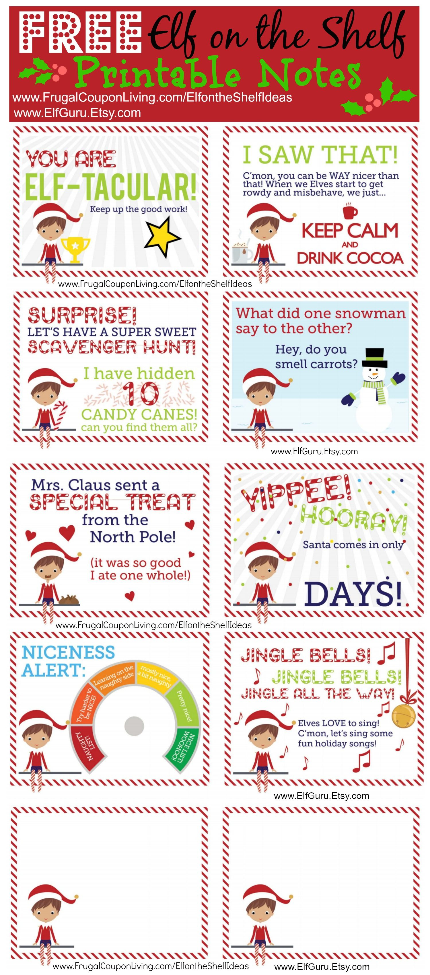 Free Elf On The Shelf Notes. | Holiday: Elf On The Shelf Ideas - Free Printable Elf On The Shelf Notes