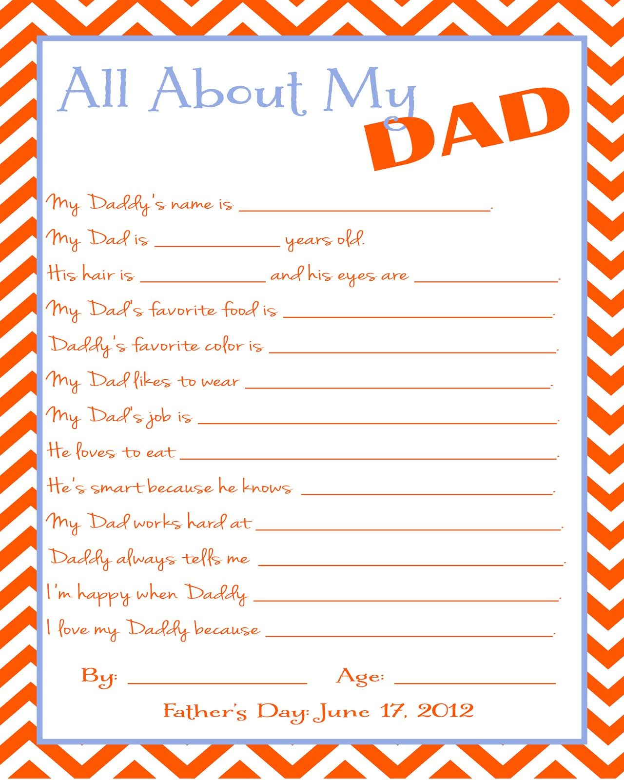 Free Father&amp;#039;s Day Printable Questionnaire | Two Journeys : One Life - Free Printable Dad Questionnaire
