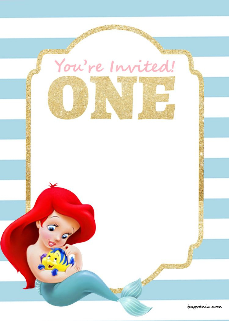 Free Free Printable Disney Princess 1St Birthday Invitations - Mermaid Birthday Invitations Free Printable