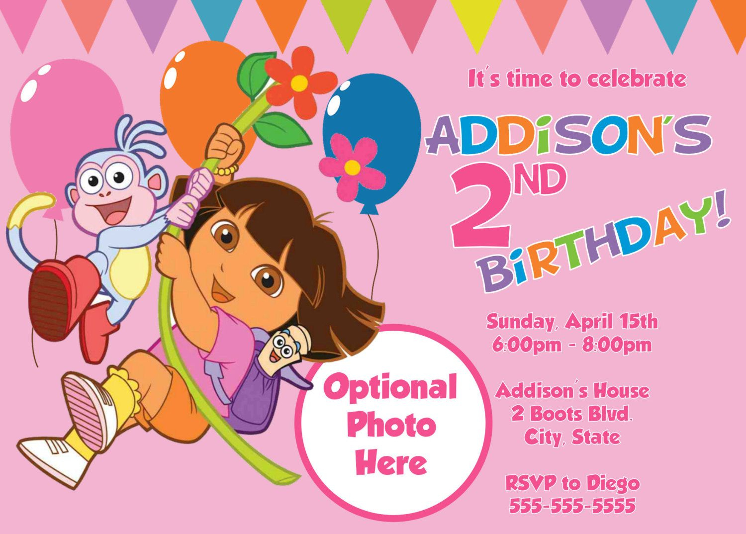 Free Free Template Dora The Explorer Birthday Party Invitations - Dora Birthday Cards Free Printable