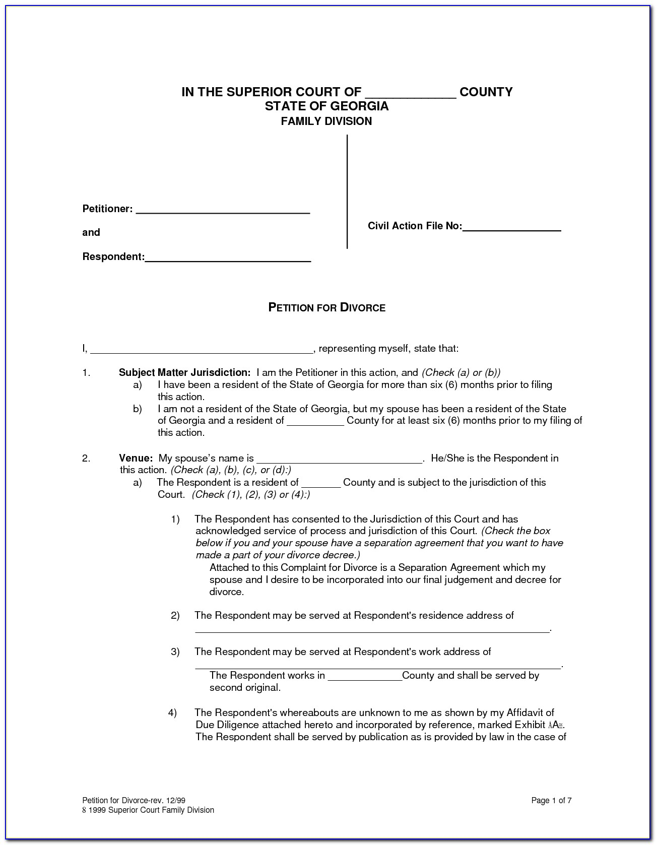 Free Georgia Annulment Forms - Form : Resume Examples #3Op6Dw32Wr - Free Printable Divorce Papers Nevada