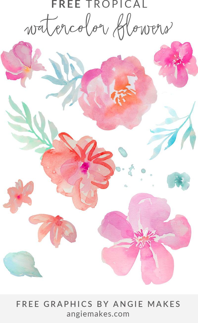 Free Girly Graphics And Watercolor Clip Art- Angie Makes - Free Printable Clip Art Flowers