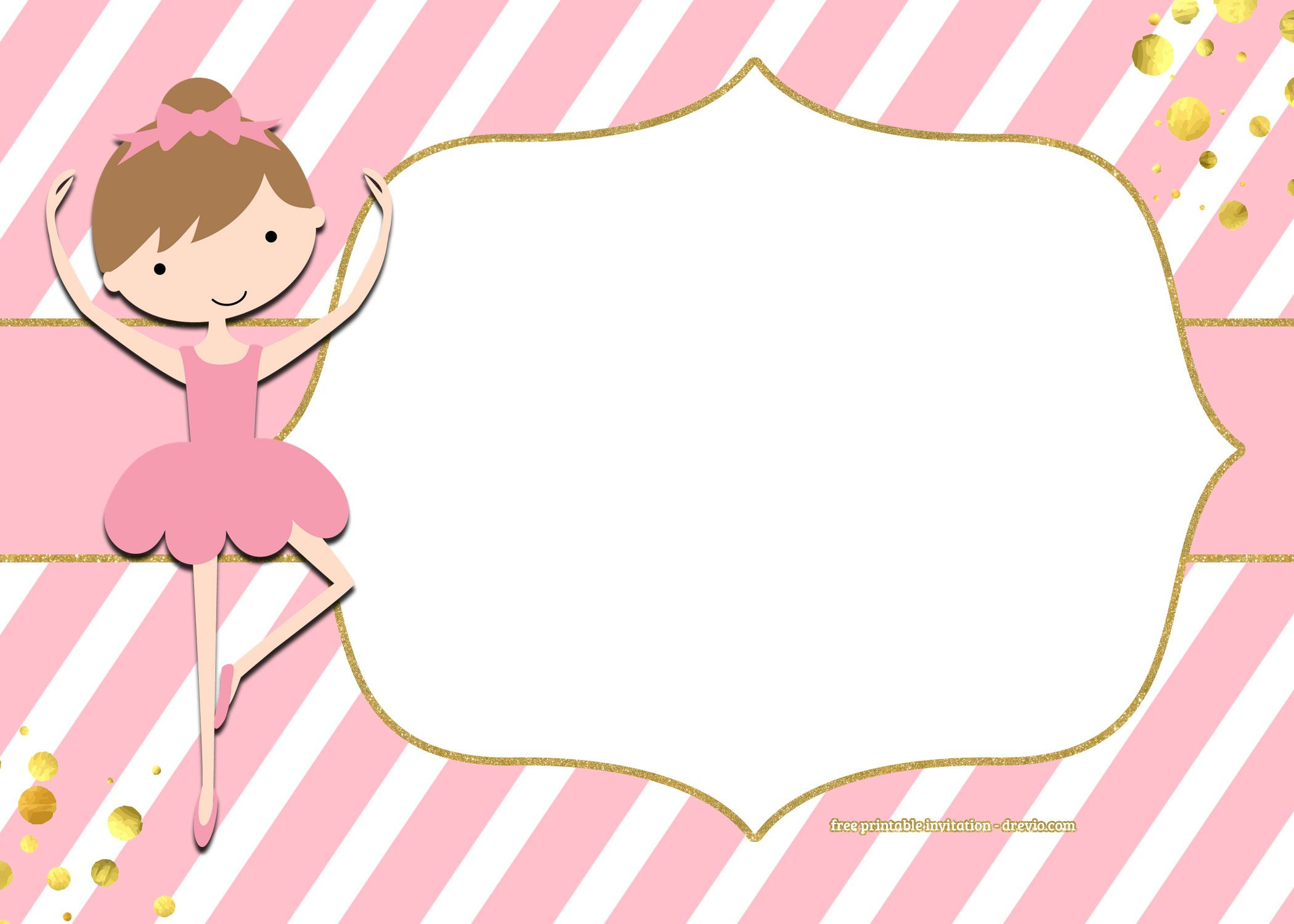 Free Golden Ballerina Birthday Invitation | Free Printable - Free Printable Ballerina Birthday Invitations