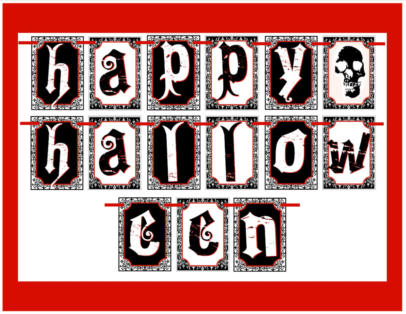 Free Happy Halloween Printables Gothic Halloween Banner | Halloween Arts - Free Printable Halloween Banner