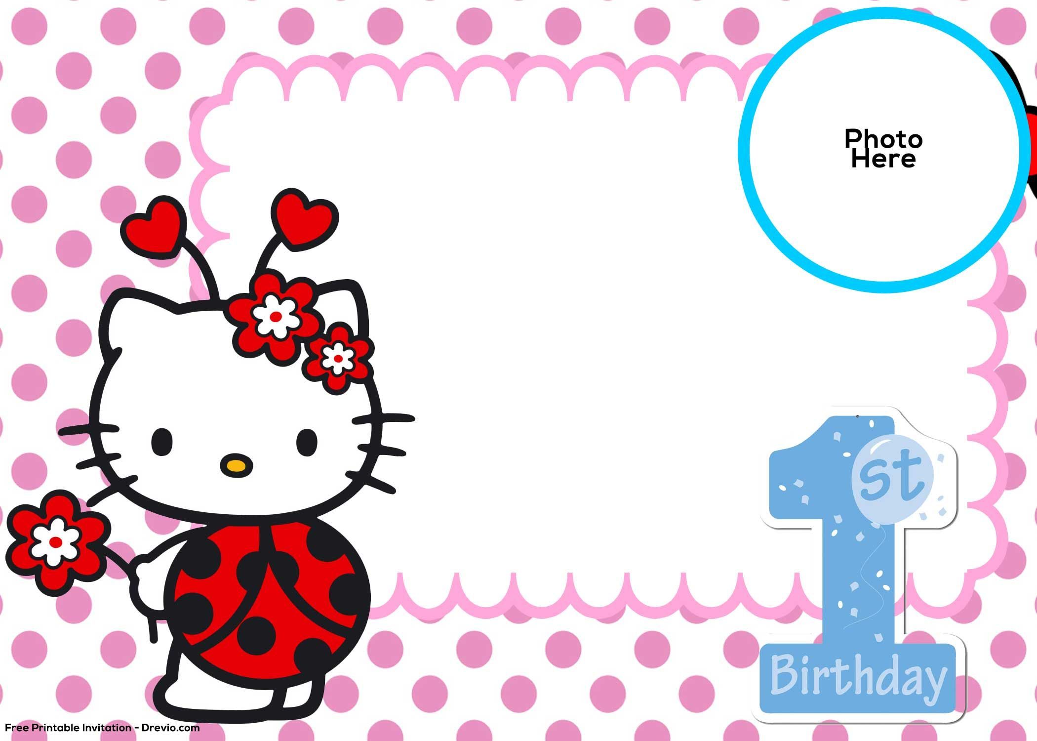 Free Hello Kitty 1St Birthday Invitation | Free Printable - Hello Kitty Birthday Card Printable Free