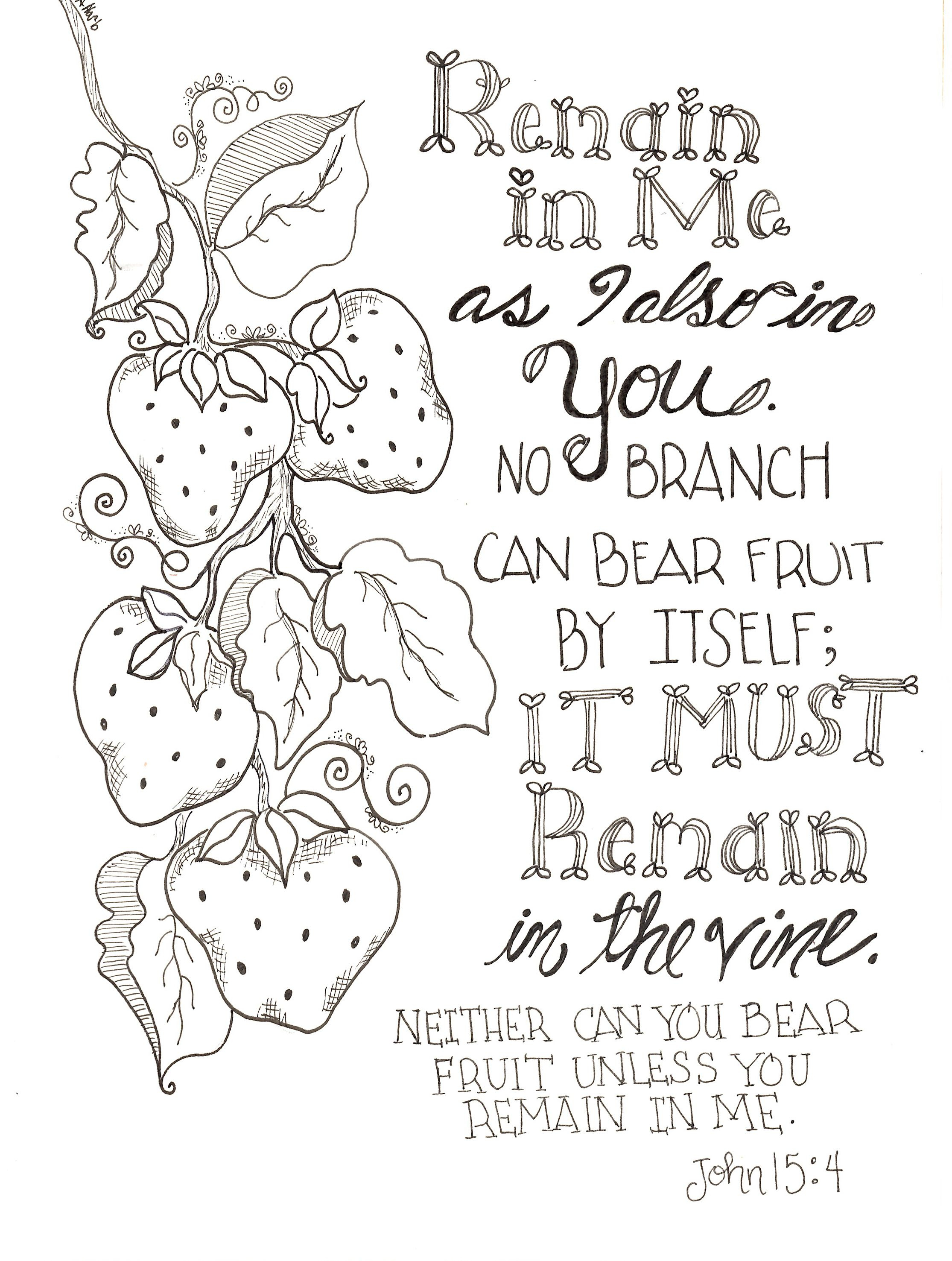 Free Inspirational Remain In Me Scripture Coloring Pages Printable - Free Printable Sunday School Coloring Pages