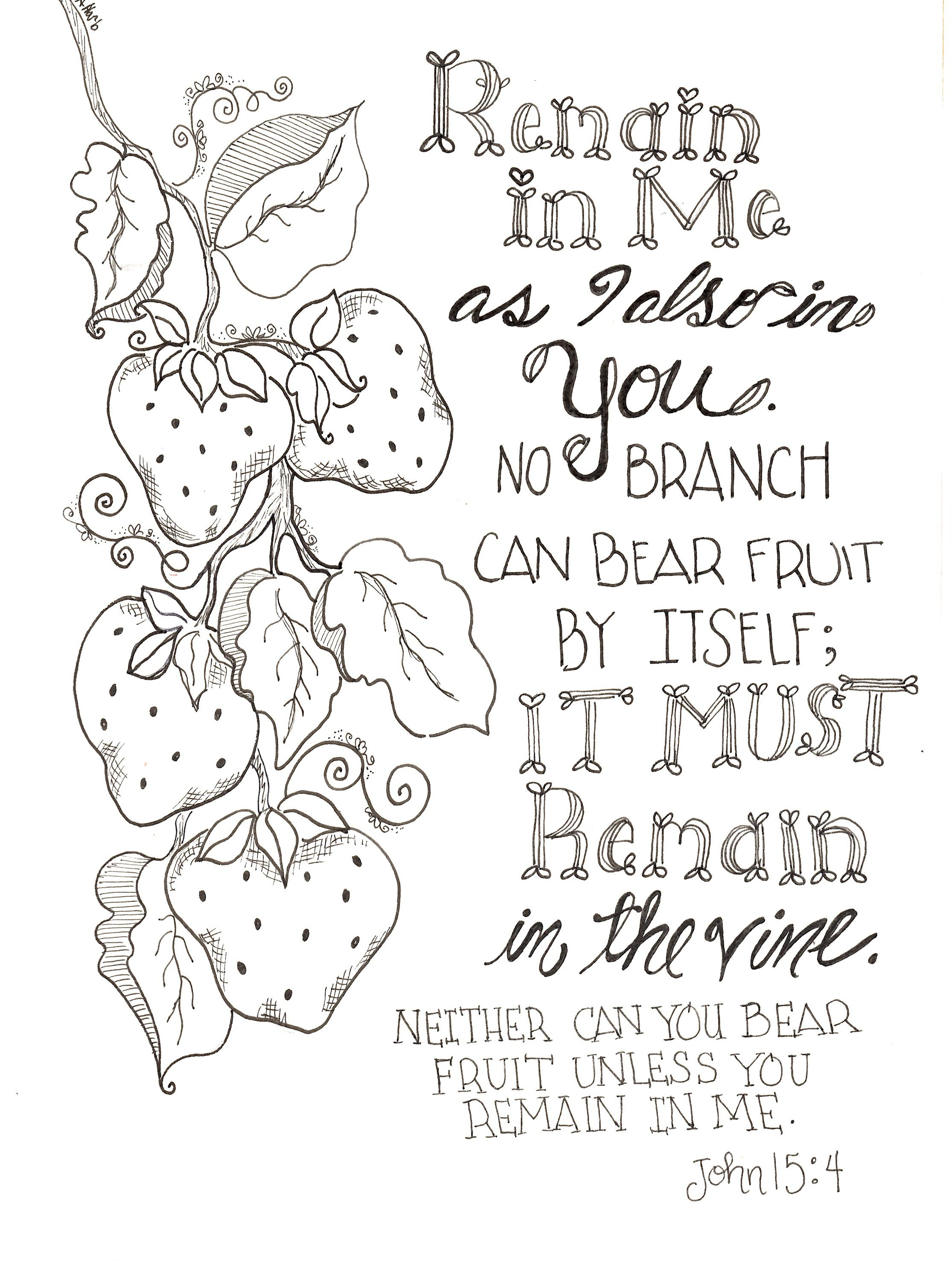 Free Inspirational Remain In Me Scripture Coloring Pages Printable - Free Printable Sunday School Coloring Sheets