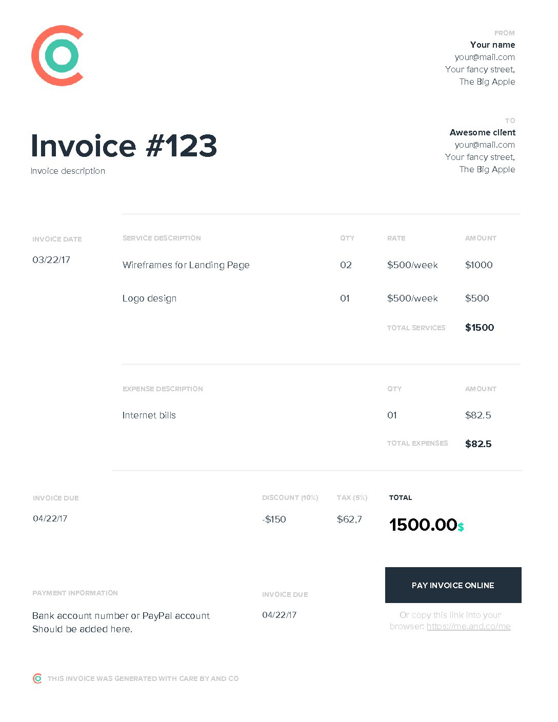 Free Invoice Template | Excel | Pdf | Word (.doc) - And Co - Invoice Templates Printable Free Word Doc