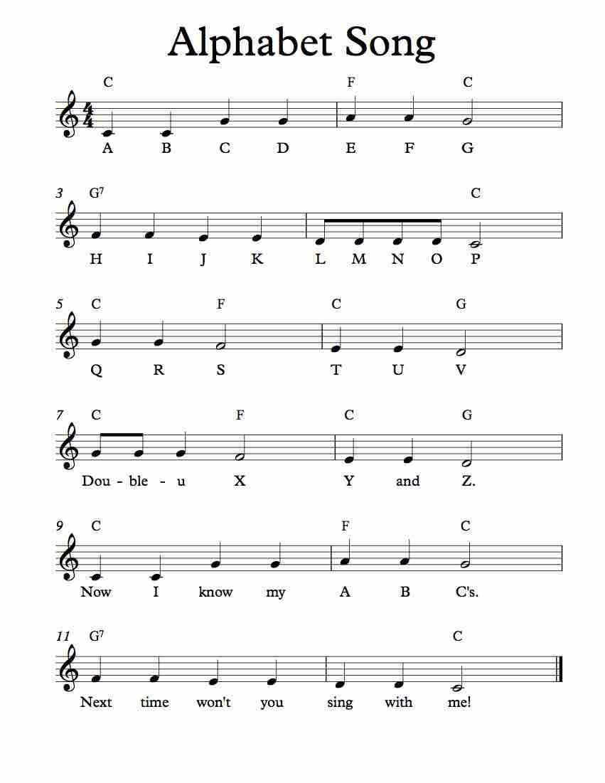 Free Lead Sheet – Alphabet Song In 2019 | Free Sheet Music | Music - Free Printable Clarinet Music