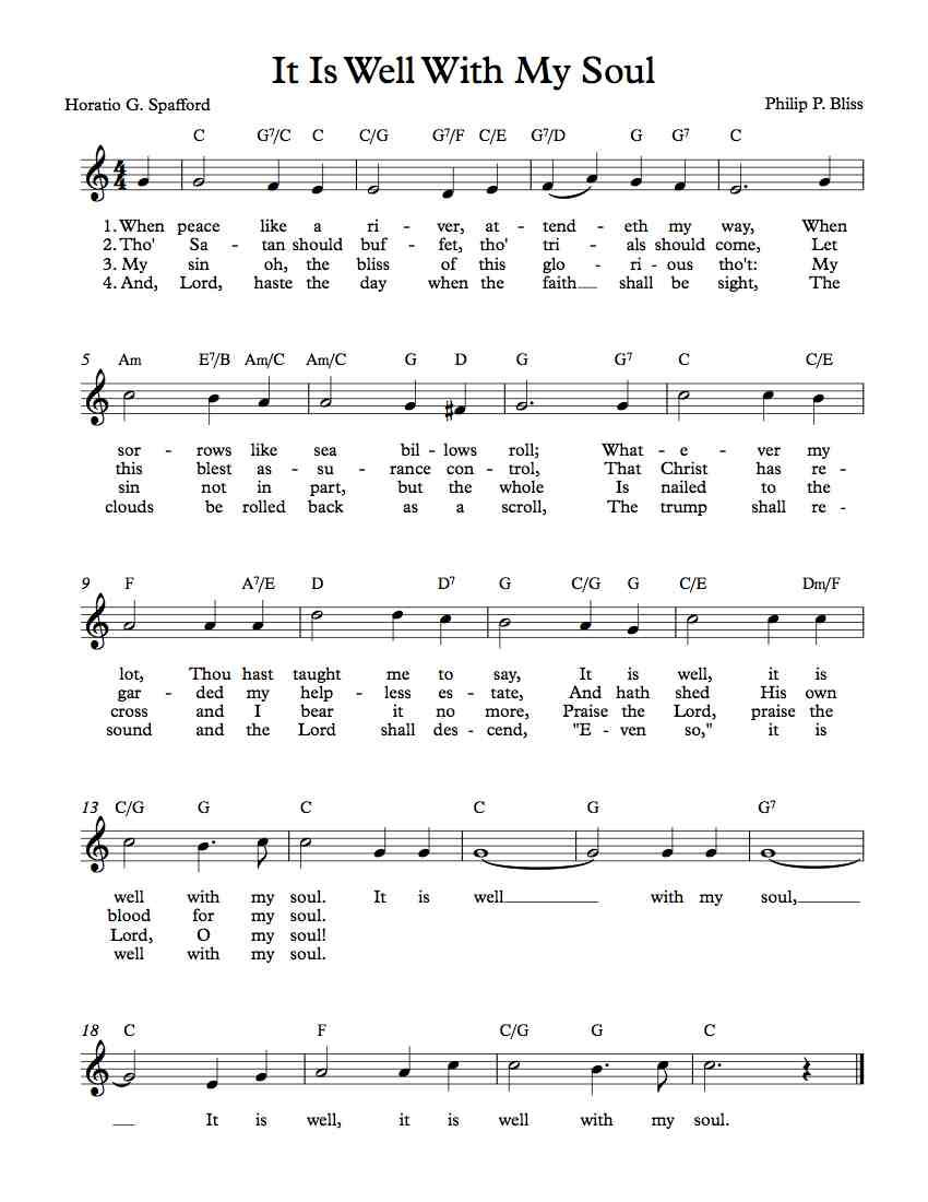 Free Lead Sheet – It Is Well With My Soul - Free Printable Gospel Music Lyrics