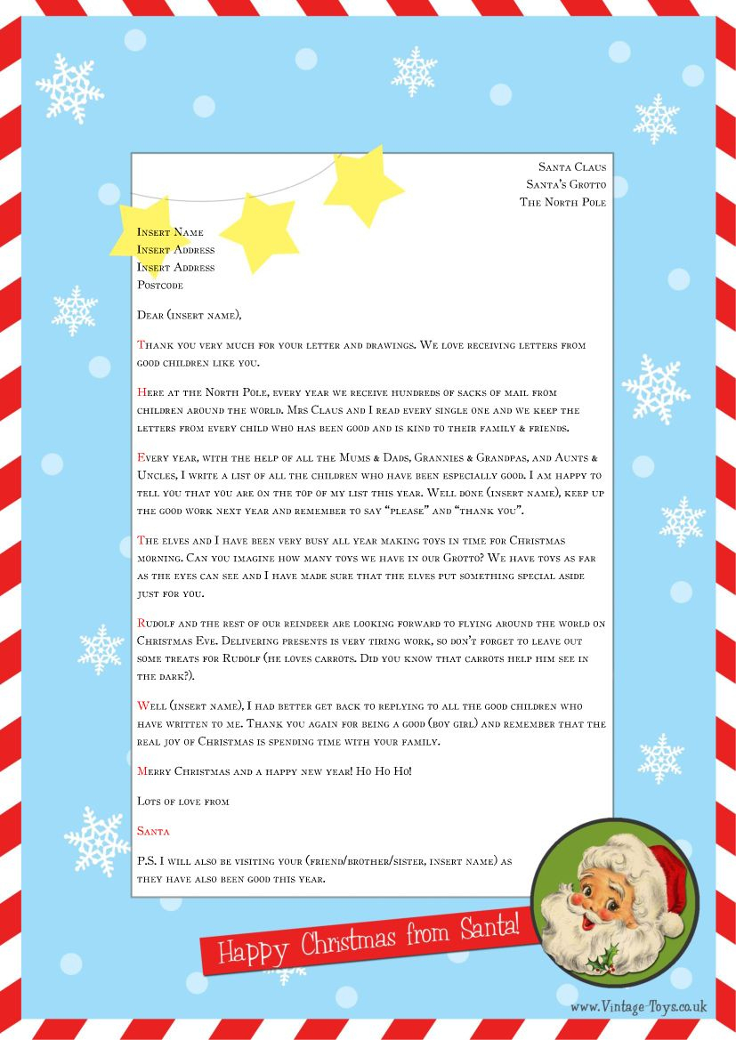 Free “Letter From Santa” Template For You To Download And Edit - Free Santa Templates Printable
