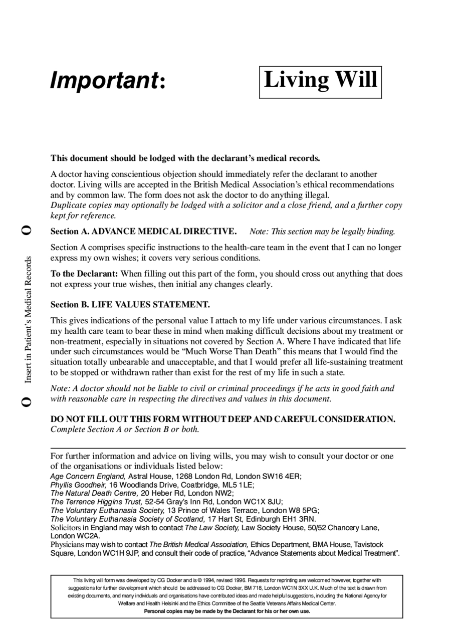 Free Living Will Forms - Edit, Fill, Sign Online | Handypdf - Free Online Printable Living Wills