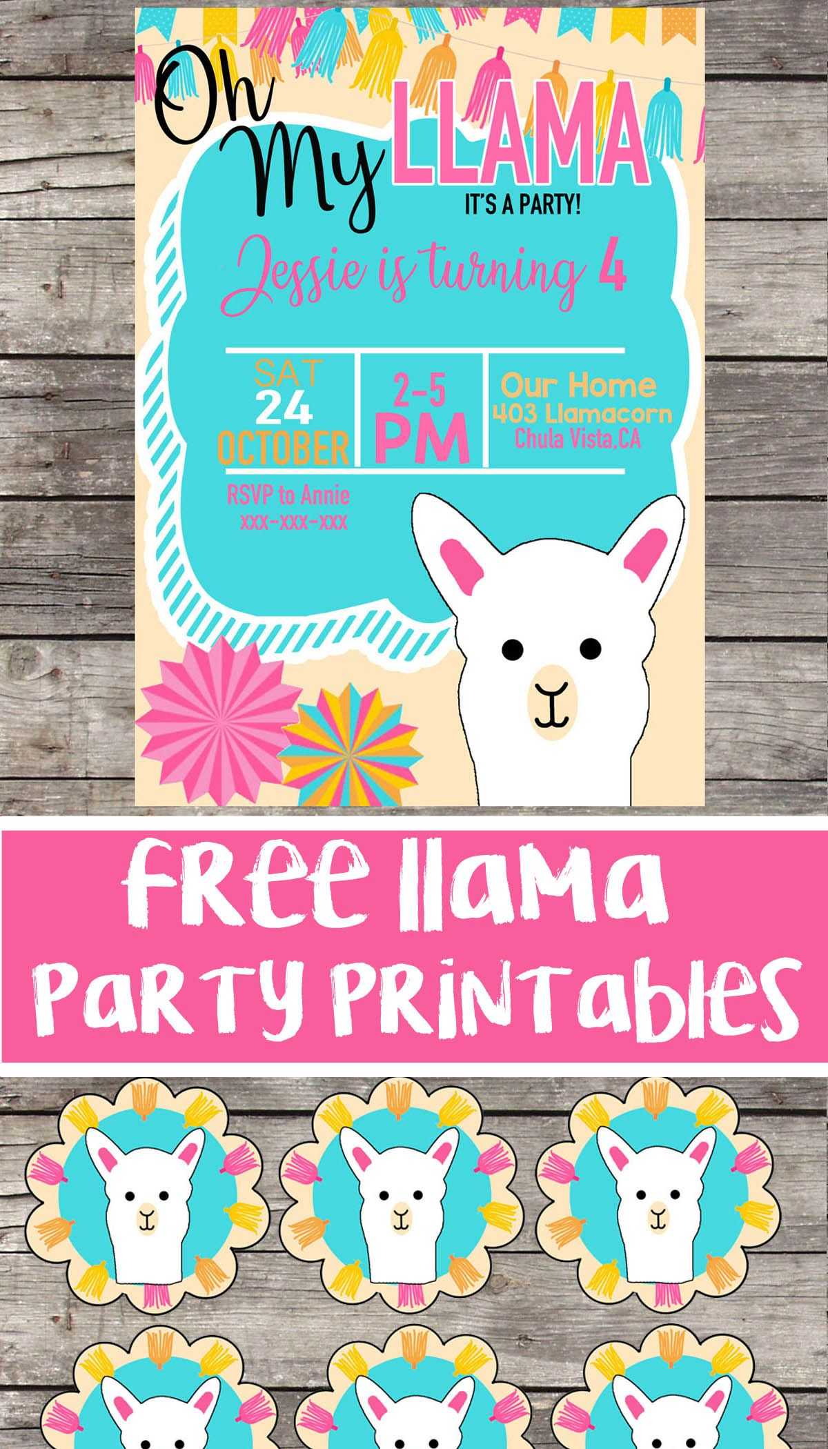 Free Llama Birthday Party Printable Files | Invitation | Cupcake - Free Stork Party Invitations Printable