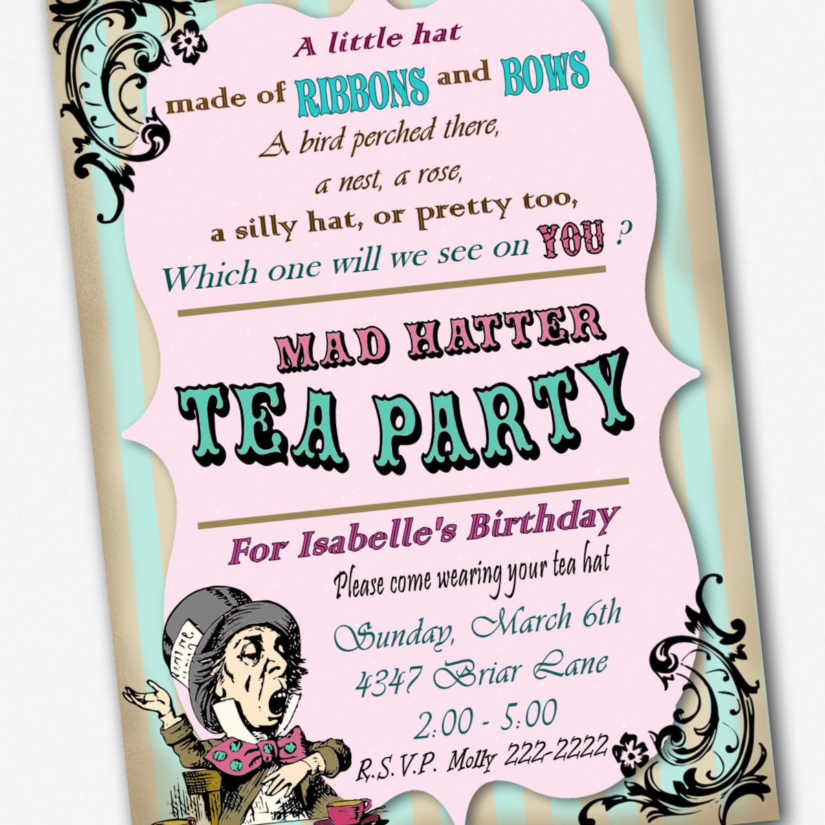 Free Mad Hatter Tea Party Invitation Template Awesome Mad Hatter Tea - Mad Hatter Tea Party Invitations Free Printable