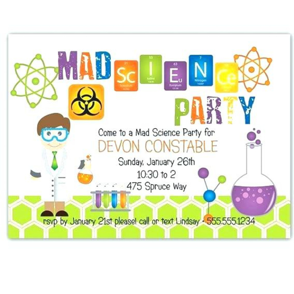 Free Mad Scientist Birthday Party Invitations Personalised Science - Free Printable Science Birthday Party Invitations