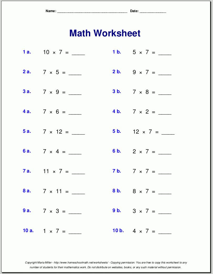 Free Math Worksheets - Free Printable 7Th Grade Math Worksheets