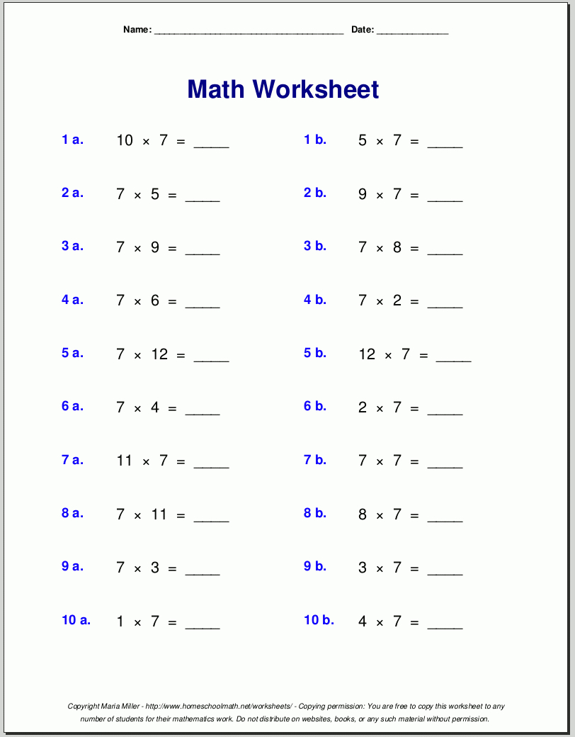 Free Math Worksheets - Free Printable Algebra Worksheets Grade 6