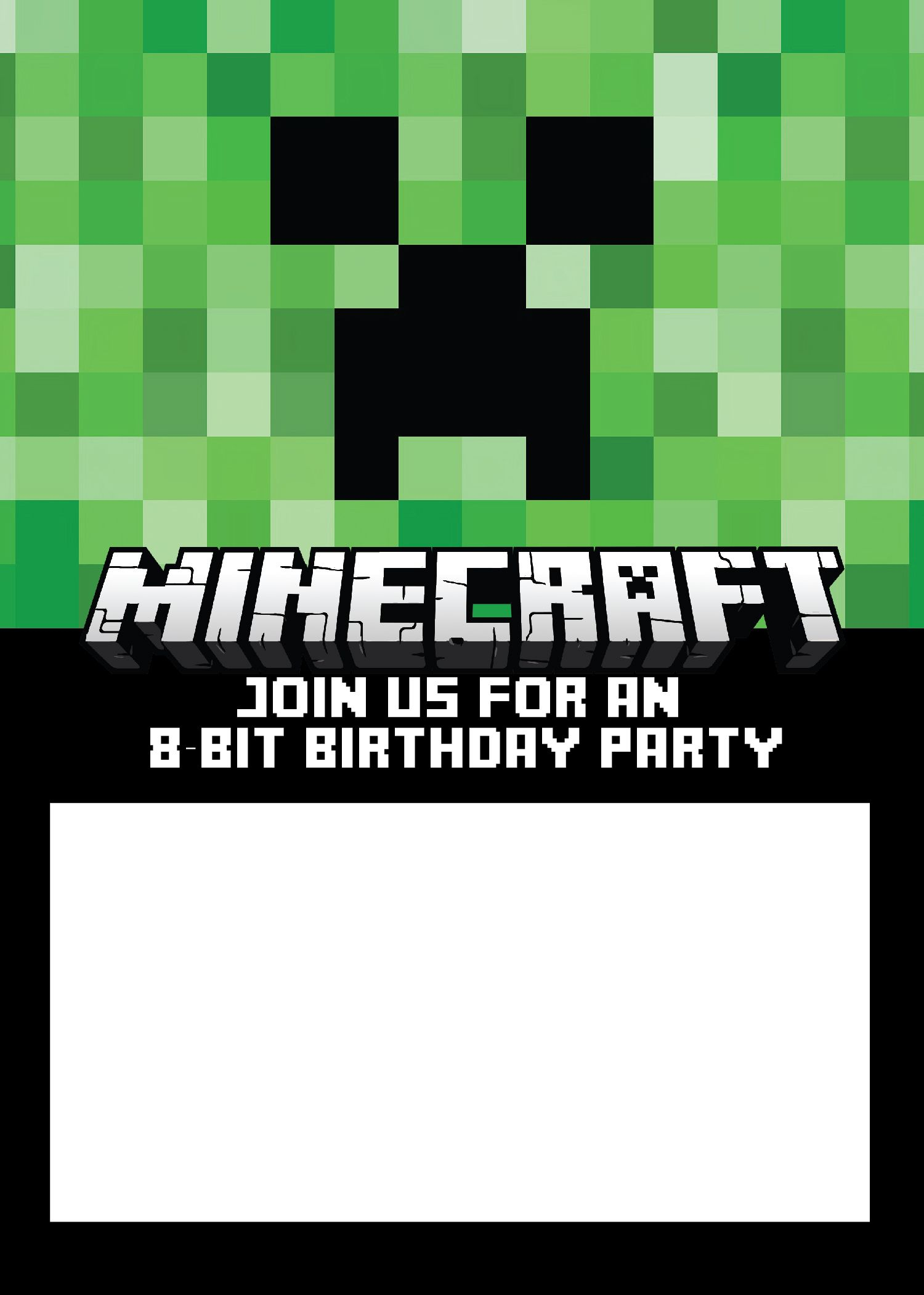 Free Minecraft Invitations For Print Or Evite! | Minecraft Party - Free Printable Minecraft Birthday Party Invitations Templates
