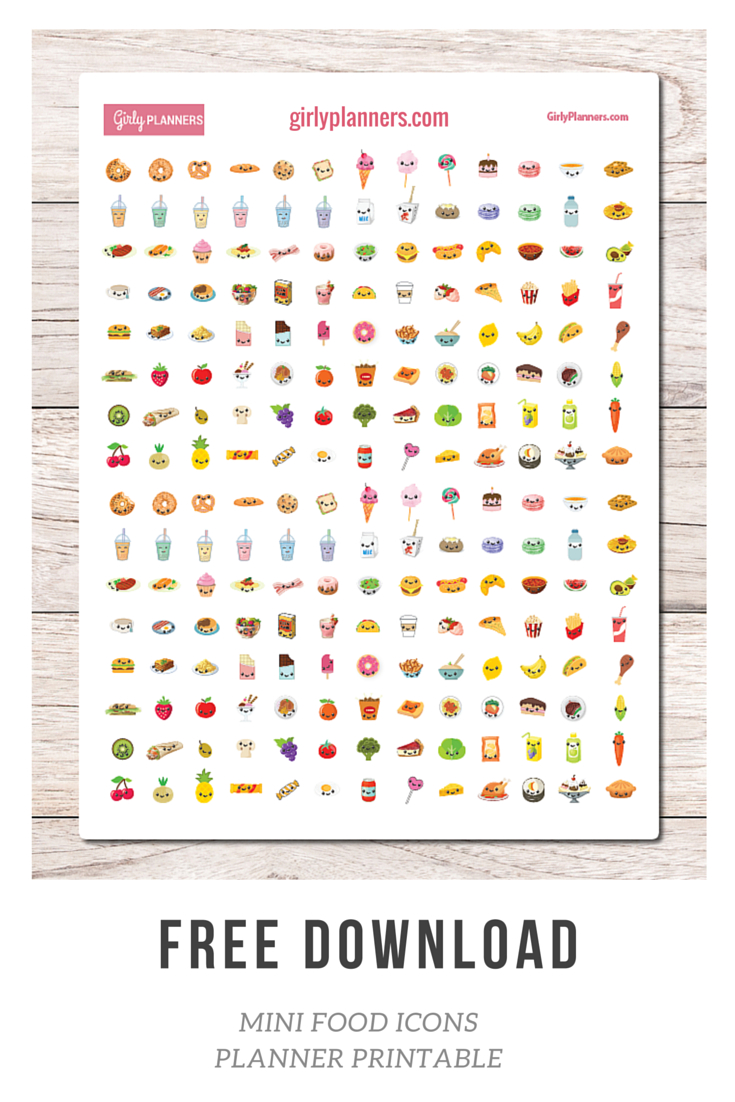 Free Mini Food Icons | Bullet Journal Resources | Printable Planner - Free Printable Icons