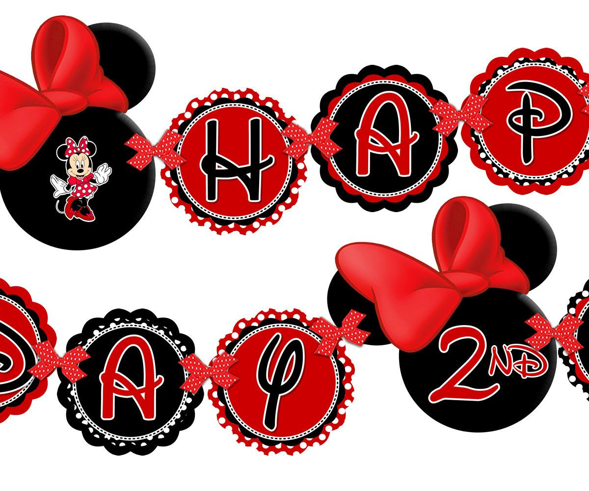 Free Minnie Mouse Birthday Printables | Minnie Mouse Happy Birthday - Free Printable Minnie Mouse Birthday Banner