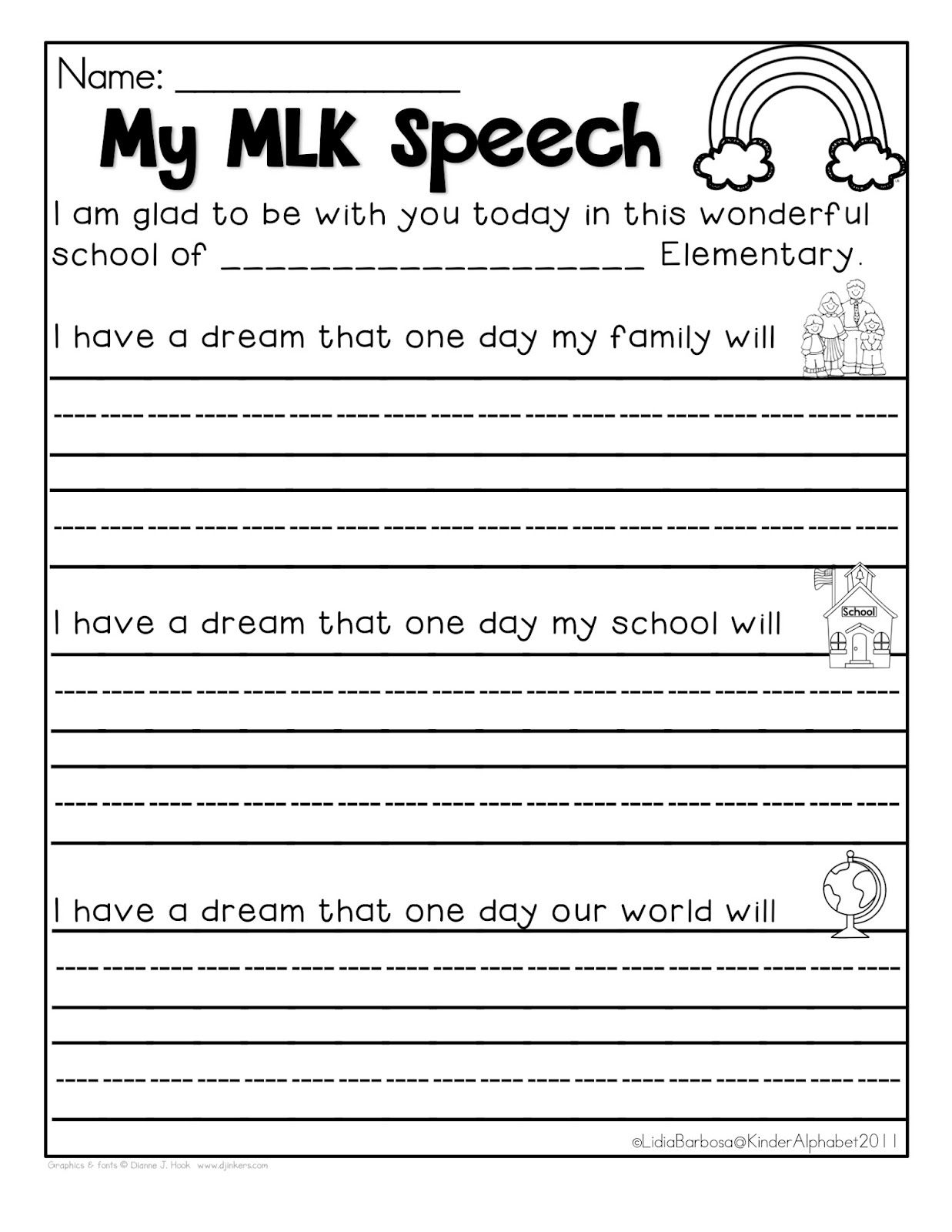 Free Mlk Writing Activitieskinder Alphabet! | Kinderland - Free Printable Martin Luther King Jr Worksheets