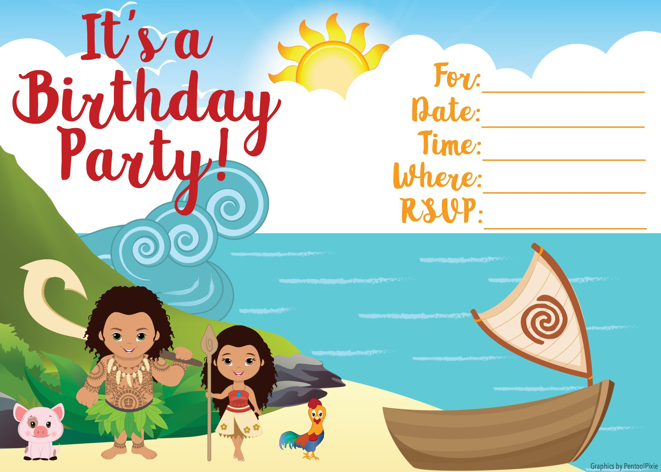 Free Moana Invitations - Joomlaexploit - Free Printable Moana Invitations