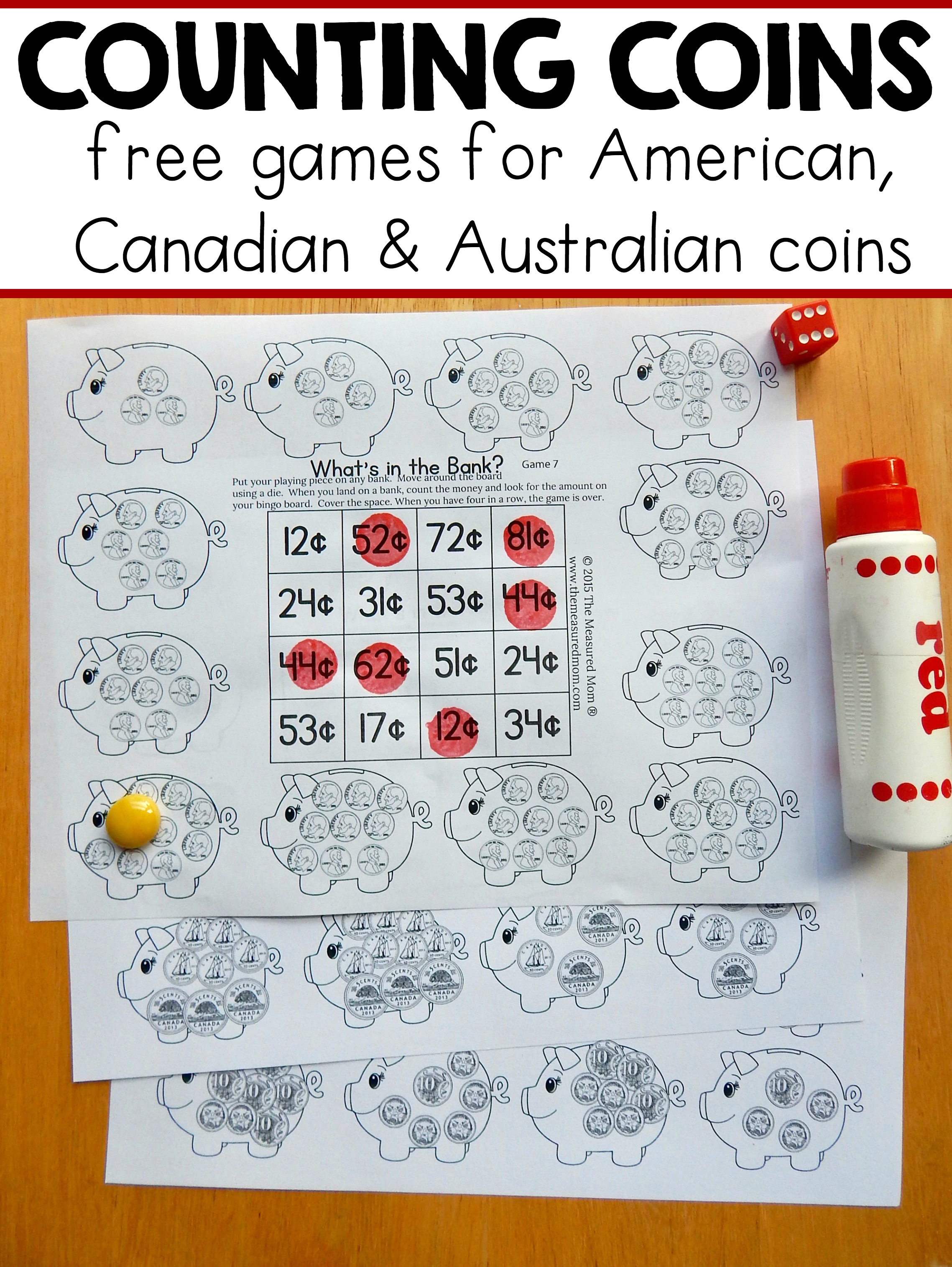 Free Money Games For K-2 - With American, Canadian, And Australian - Free Printable Money Activities