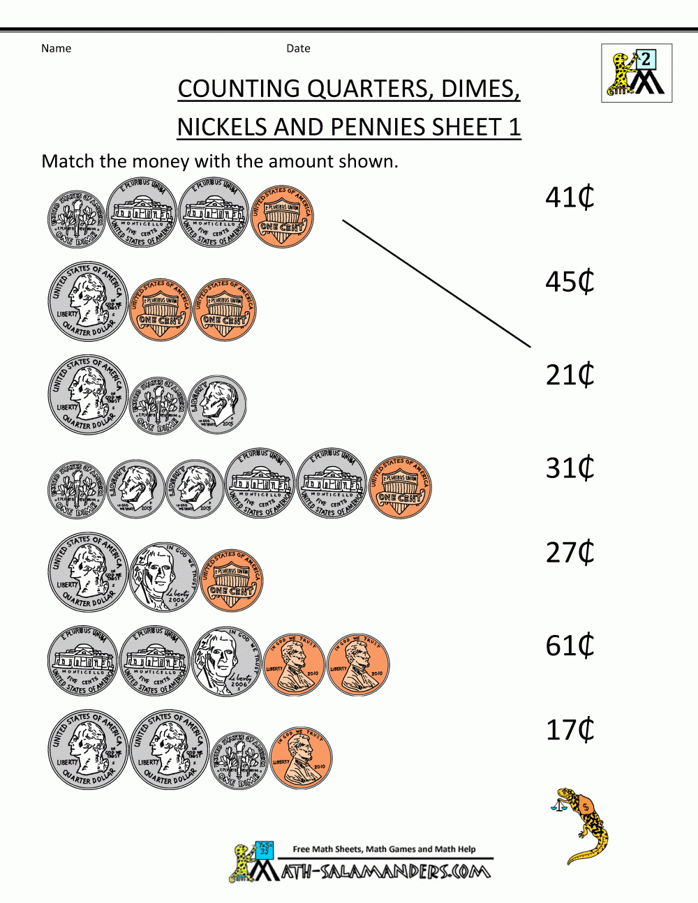 Free Money Worksheets Counting Quarters Dimes Nickels And Pennies 1 - Free Printable Counting Money Worksheets For 2Nd Grade