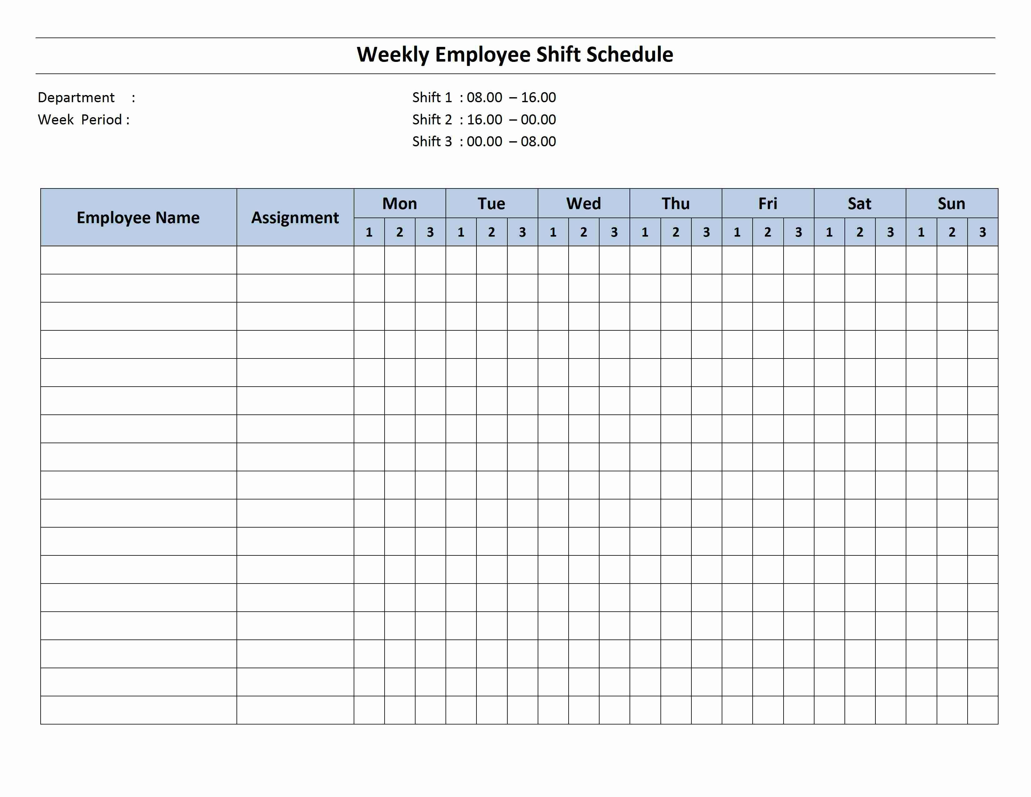 Free Monthly Work Schedule Template | Weekly Employee 8 Hour Shift - Free Printable Work Schedule Maker