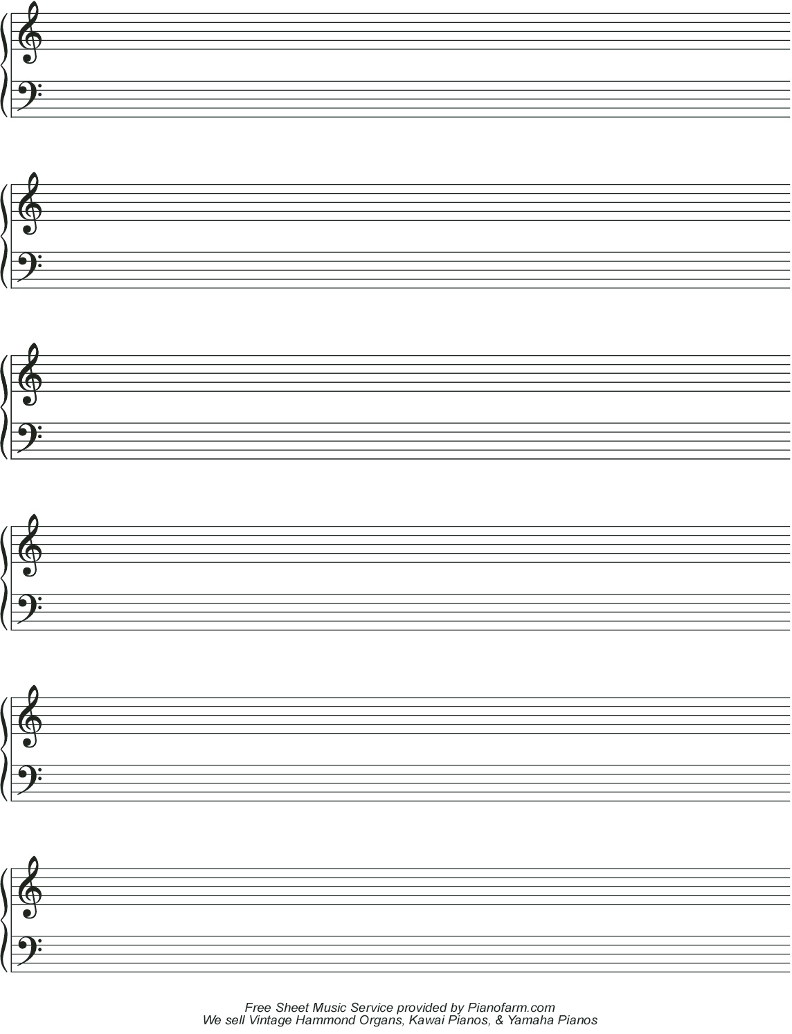 Free Music Page - Pianofarm &amp;amp; Pianoorgandepot Harvesting - Free Printable Blank Music Staff Paper