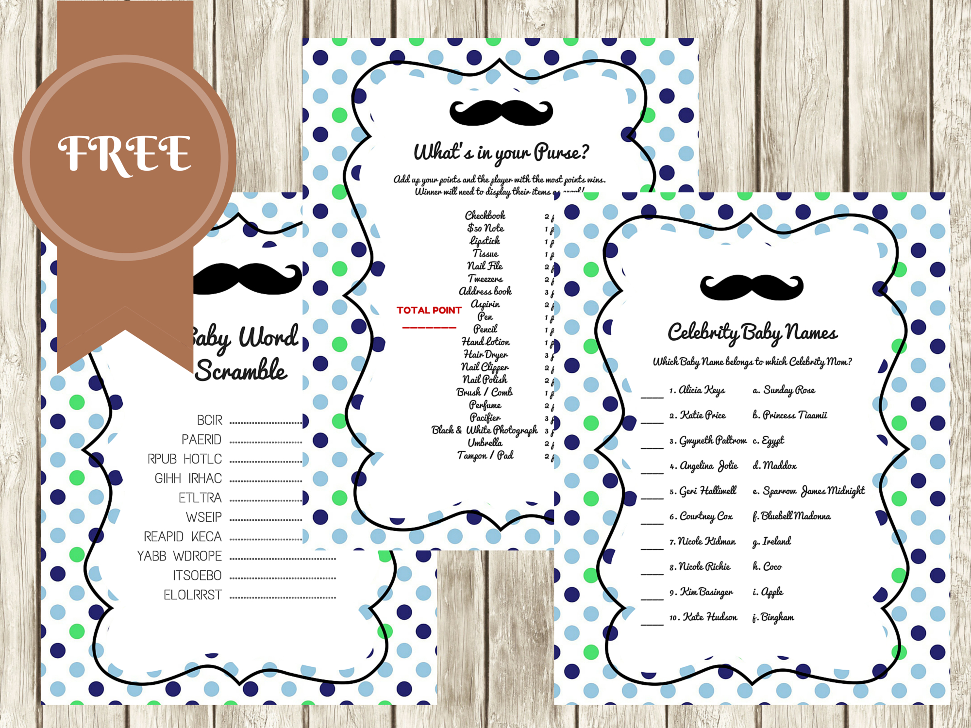 Free Mustache Baby Shower Games - Baby Shower Ideas - Themes - Games - Name That Mustache Game Printable Free