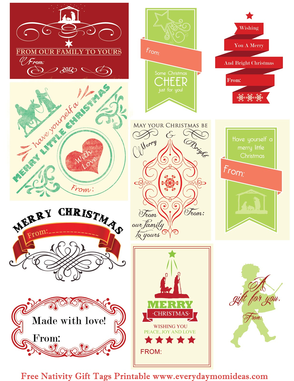 Free Nativity Gift Tags Printable - Everyday Mom Ideas - Free Printable Toe Tags