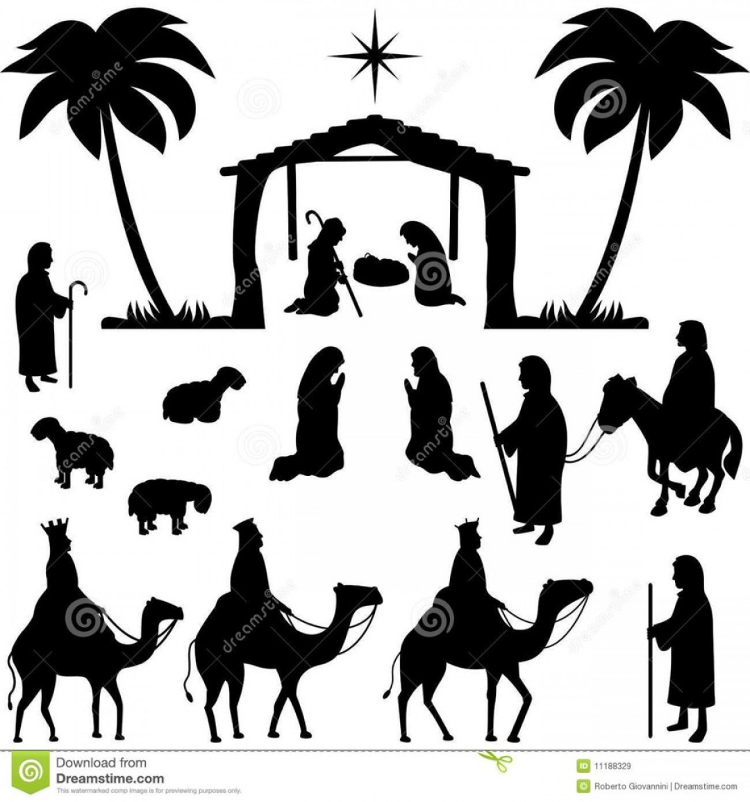 Printable Nativity Scene Silhouette