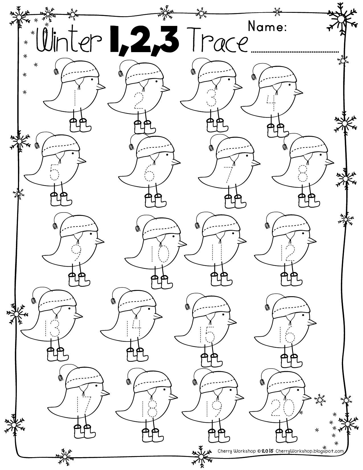 Free Numbers And Abc Winter Tracing Pages | Free Preschool - Free Printable Preschool Name Tracer Pages