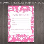 Free Party Invitation Pink Damask | Party Ideas | Pinterest | 13Th   13Th Birthday Party Invitations Printable Free