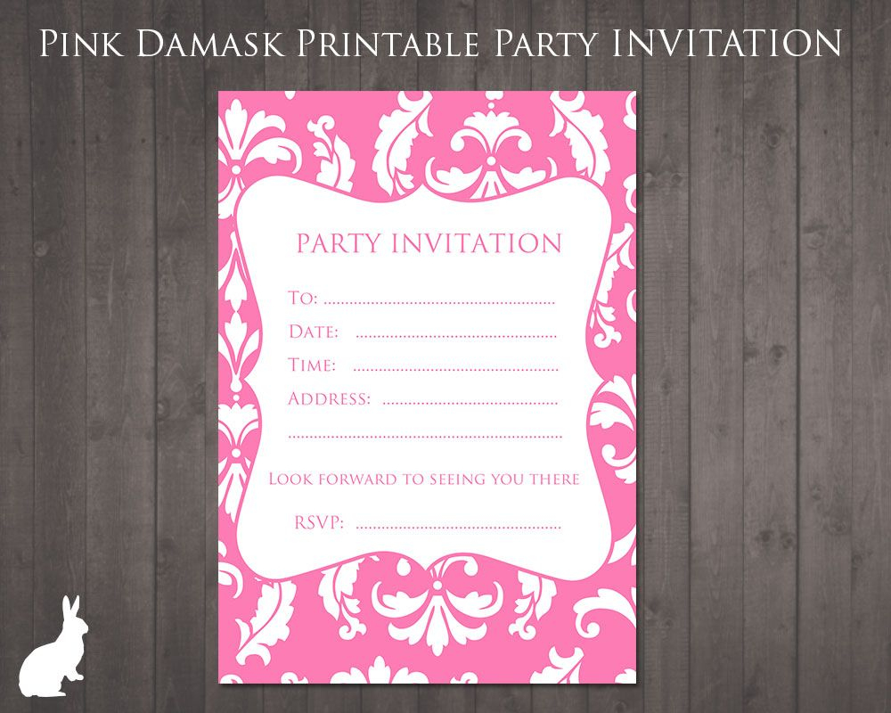 Free Party Invitation Pink Damask | Party Ideas | Pinterest | 13Th - 13Th Birthday Party Invitations Printable Free
