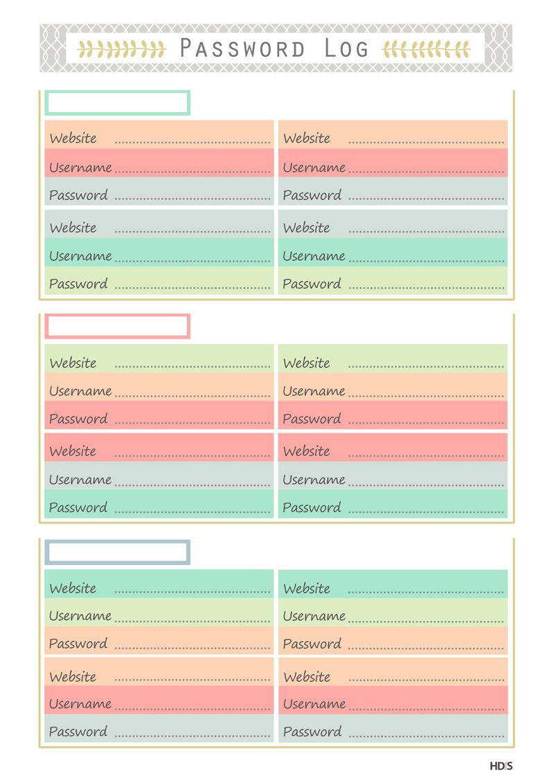 Free Password Log Printable (Password Tracker) (Password Template - Free Printable Password Organizer