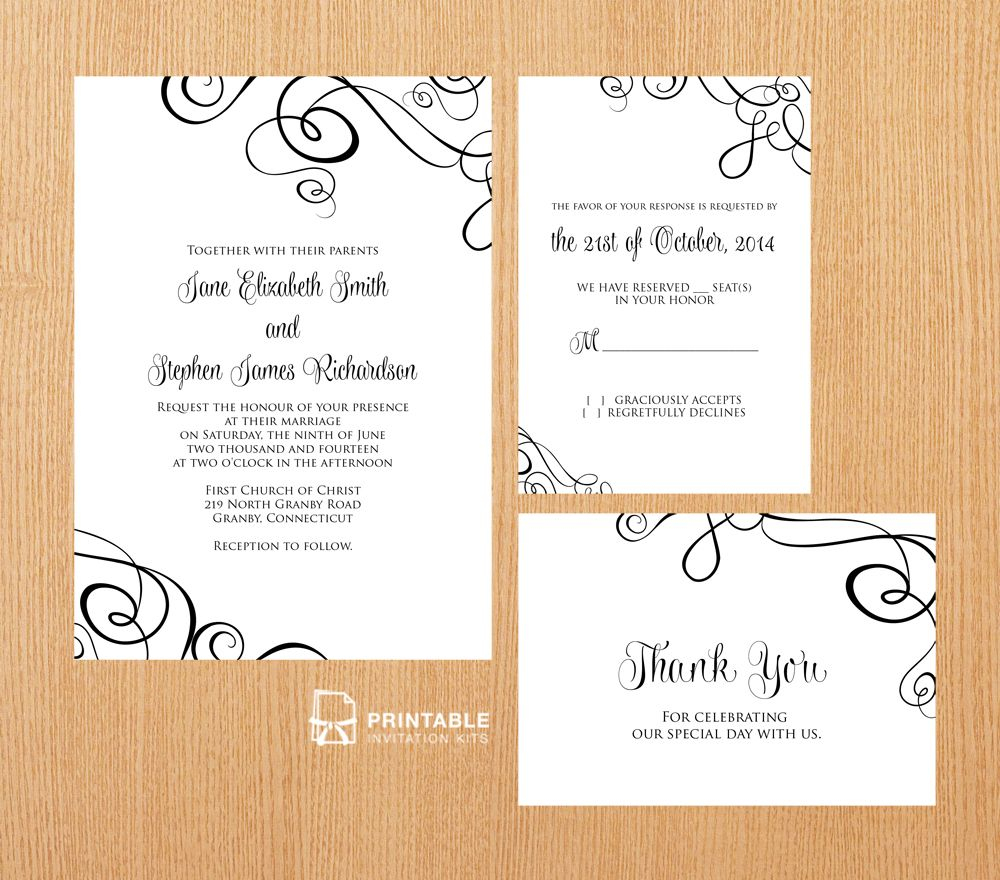 Free Pdf Templates. Easy To Edit And Print At Home. Elegant Ribbon - Free Printable Rsvp